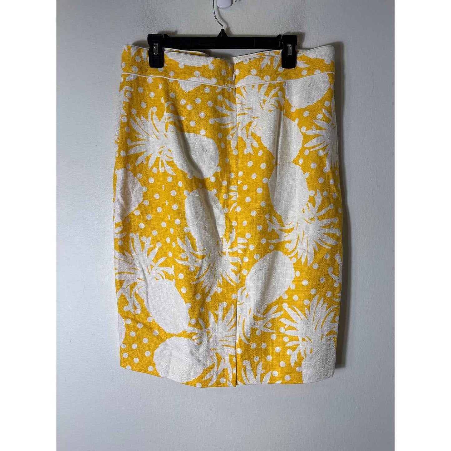 Ann Taylor Marigold Yellow Pineapple Cotton Pencill Skirt Sz 14