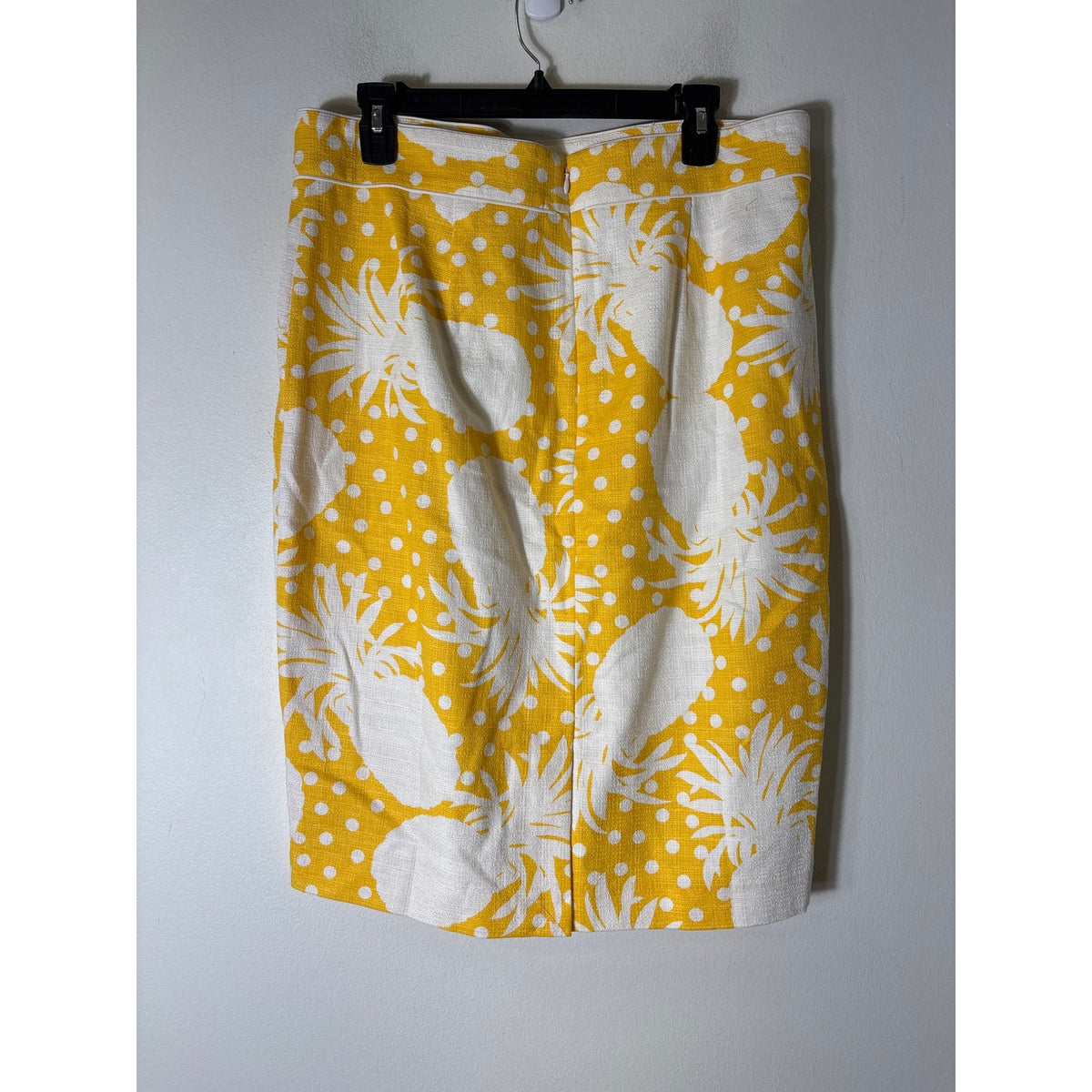 Ann Taylor Marigold Yellow Pineapple Cotton Pencill Skirt Sz 14