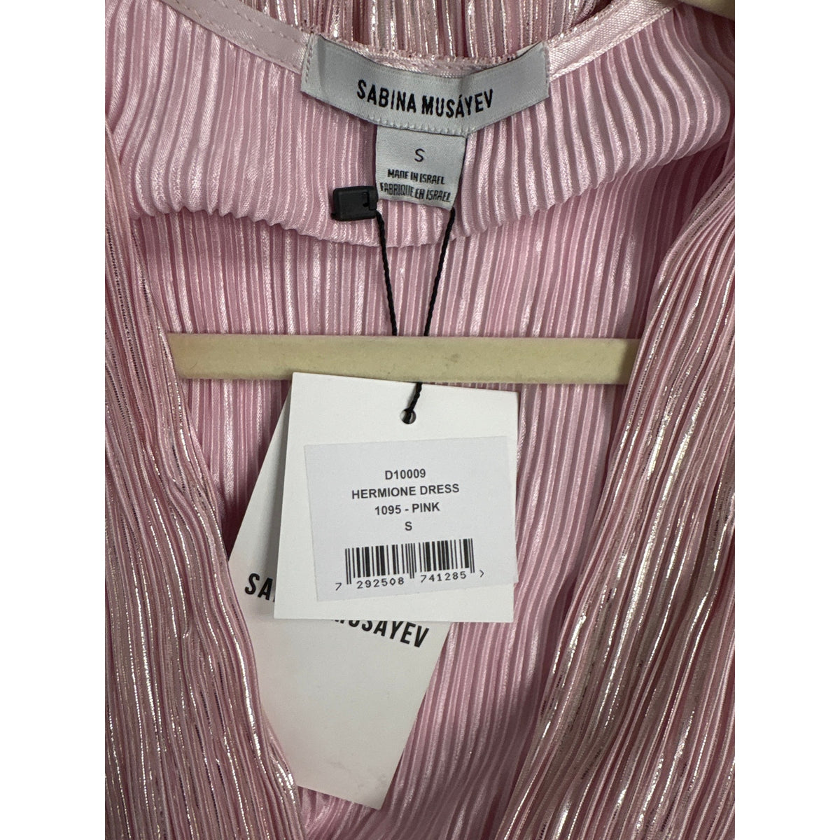 NWT Sabina Musayev Metallic Pink Long Sleeve Hermione Dress Sz S