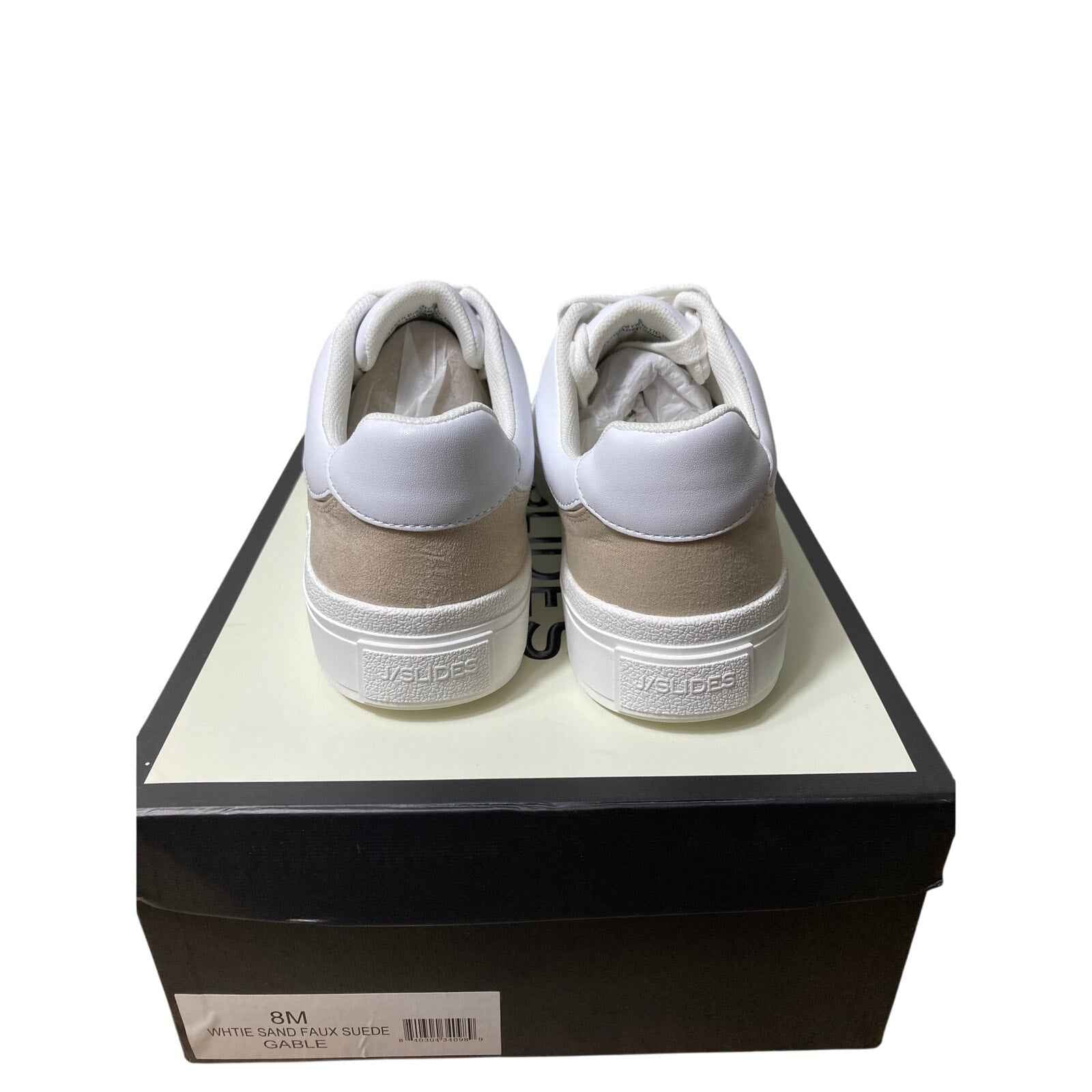 NIB J/Slides Tan White Fashion Lace Up Sneaker Sz 8