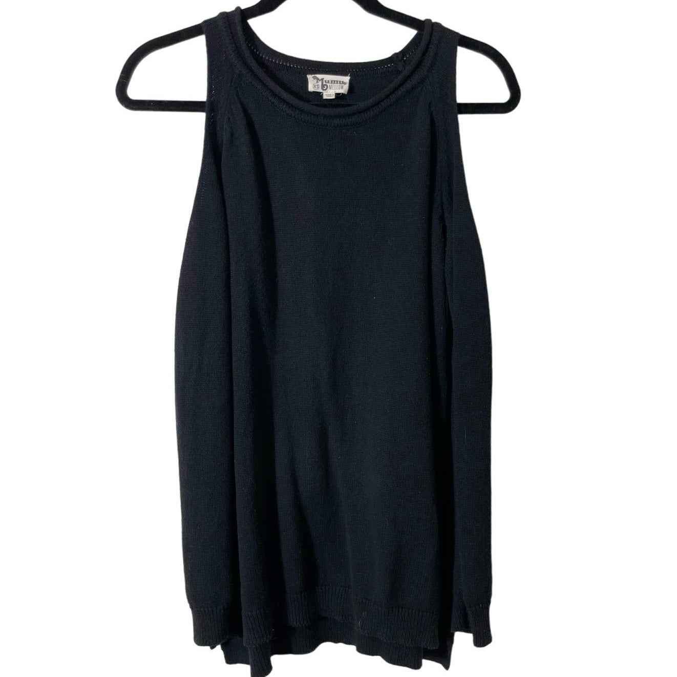 Show Me Your Mumu Mellow Black Cold Shoulder Sweater Mini Dress Sz XS