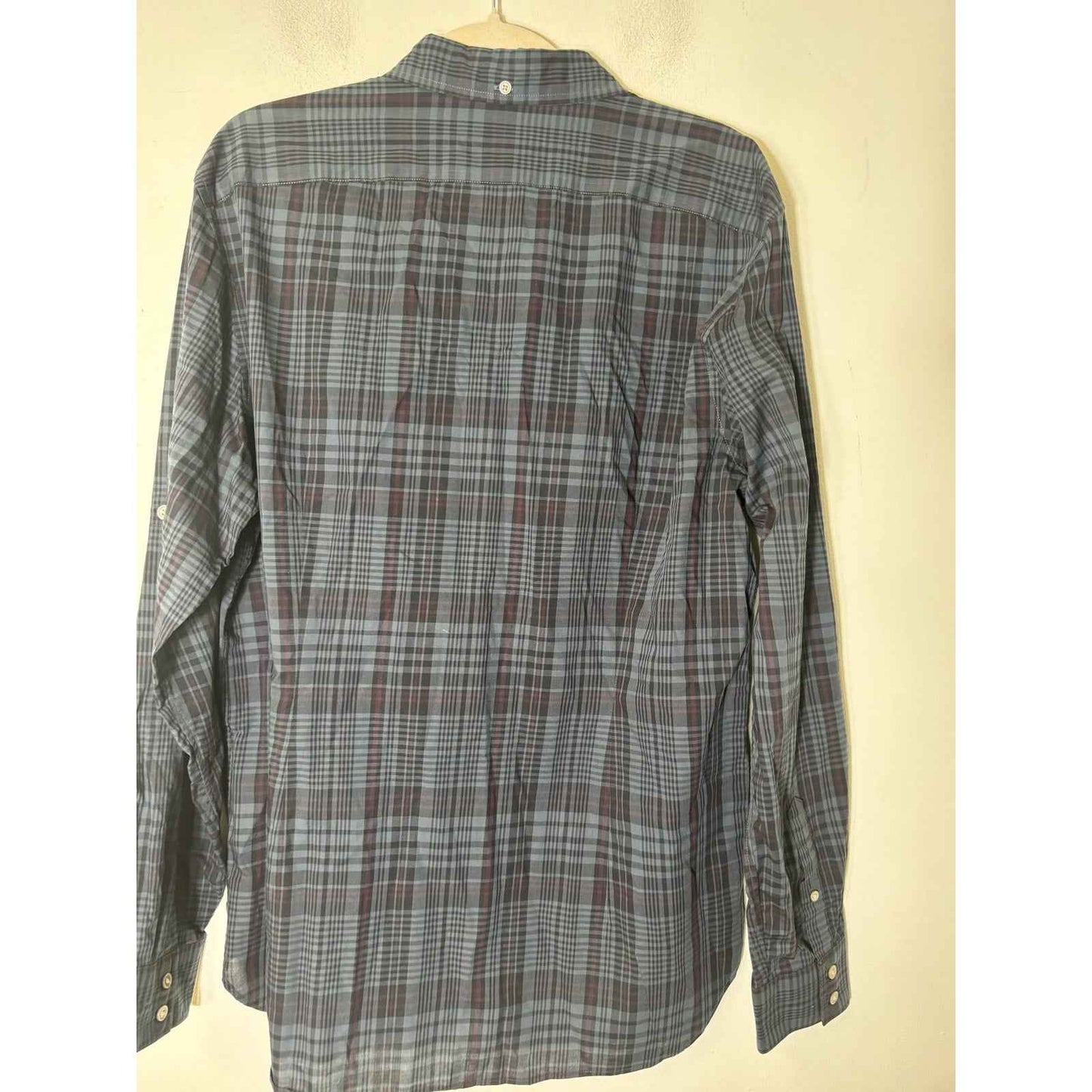 Men's John Varvatos Dark Green and Black Plaid Long Sleeve Button Down Shirt Sz M