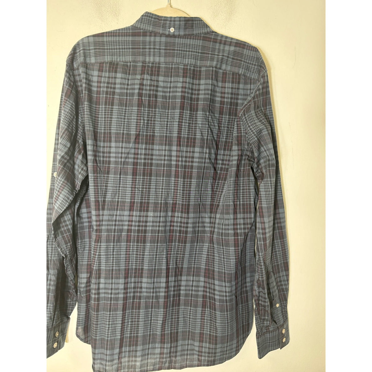 Men's John Varvatos Dark Green and Black Plaid Long Sleeve Button Down Shirt Sz M