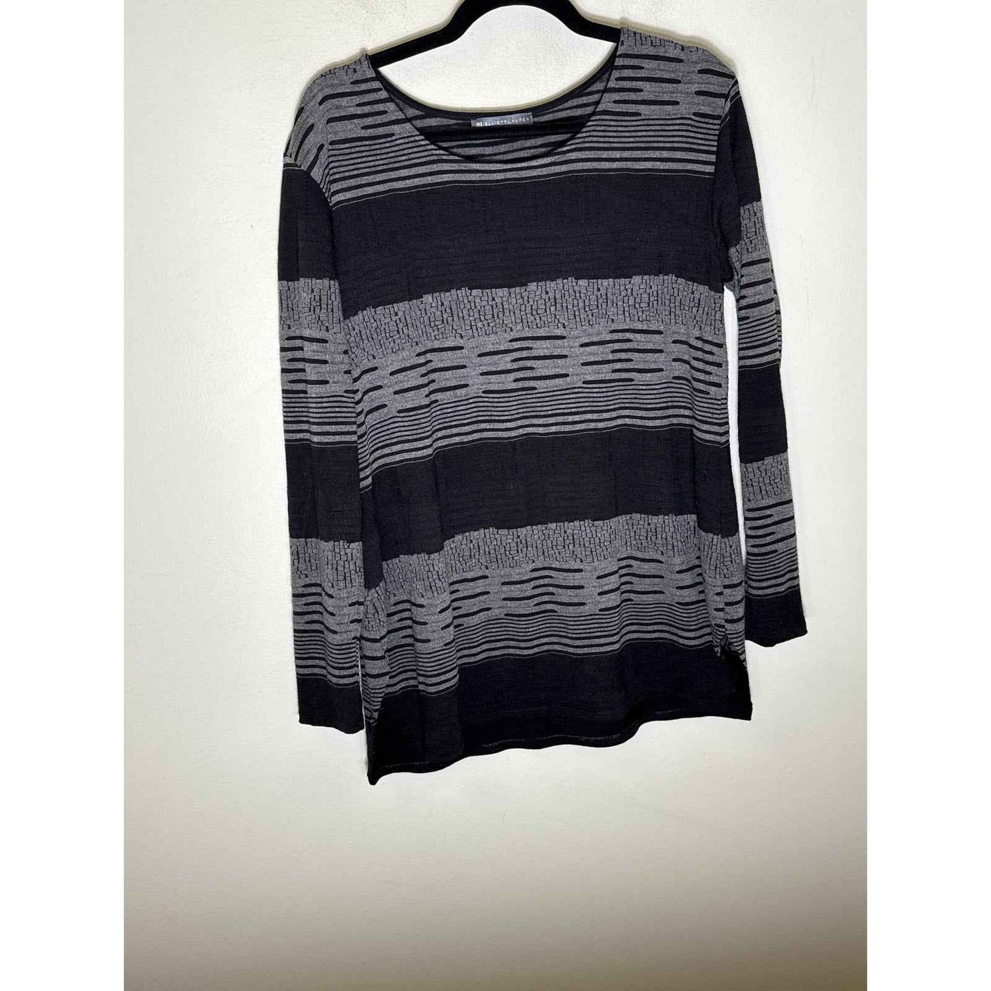 Elliott Lauren Black and Gray Long Sleeve Top Sz M