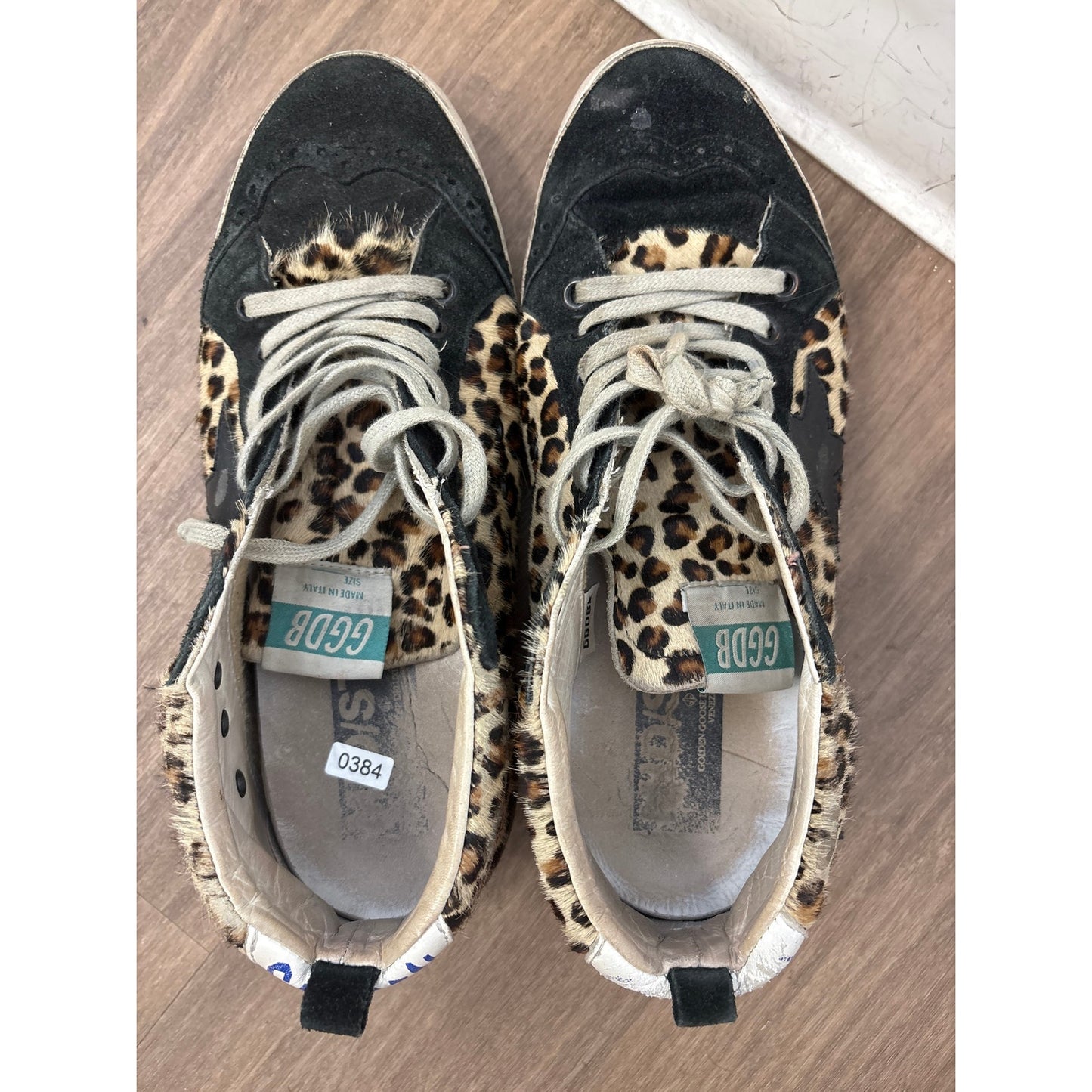 Golden Goose Cheeta Print Black Star Tennis Shoes Sz 40
