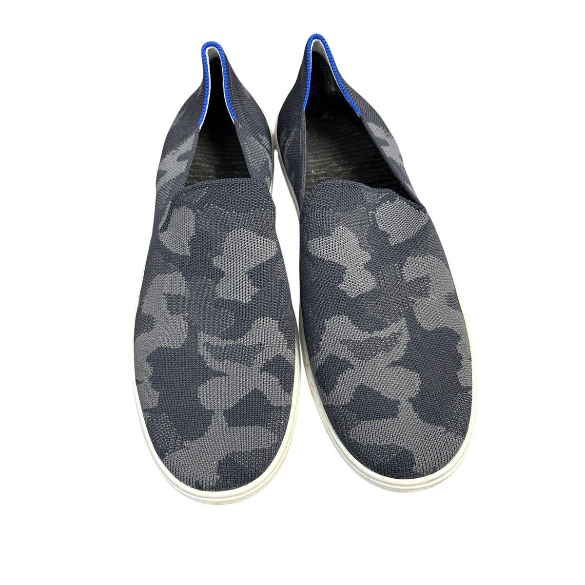 Rothy's Black Camo Woven Fabric Slides Sz 10.5