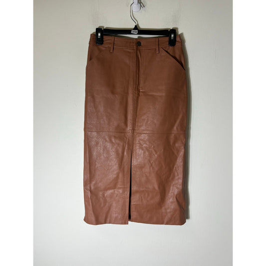 Sanctuary Brown Vegan Leather Midi Pencil Skirt Sz 25