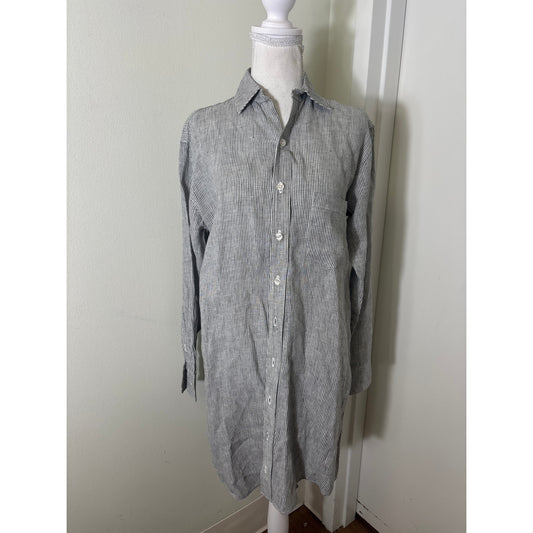 Emily Phillips Nashville Blue Pin Stripe Long Sleeve Linen Shirt Dress Sz 4