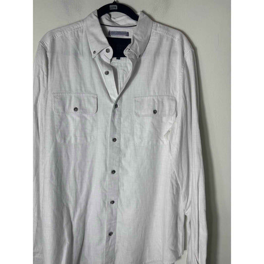 Men's Madison Supply Brushed White Soft Cotton Long Sleeve Button Down Shirt Sz L