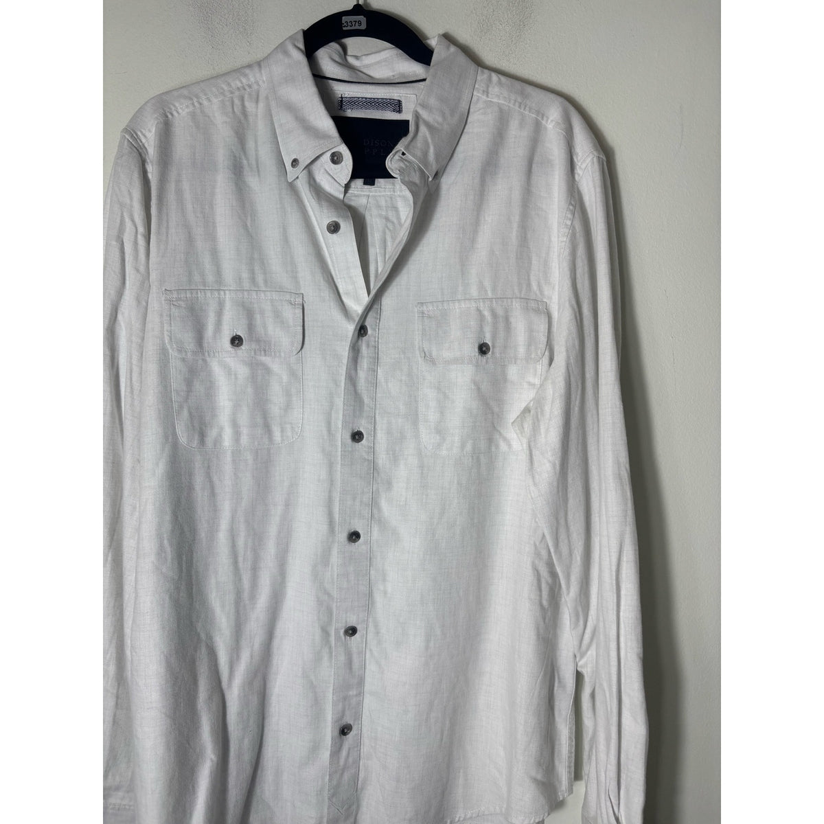 Men's Madison Supply Brushed White Soft Cotton Long Sleeve Button Down Shirt Sz L