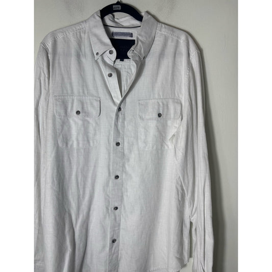 Men's Madison Supply Brushed White Soft Cotton Long Sleeve Button Down Shirt Sz L