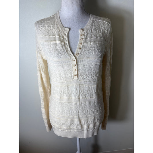 La Maille Sezane Cream Long Sleeve Textured Sweater Sz S