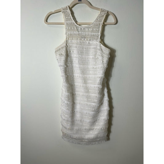 Ali & Jay White Fringe Crochet Lace Sleeveless Dress Sz S