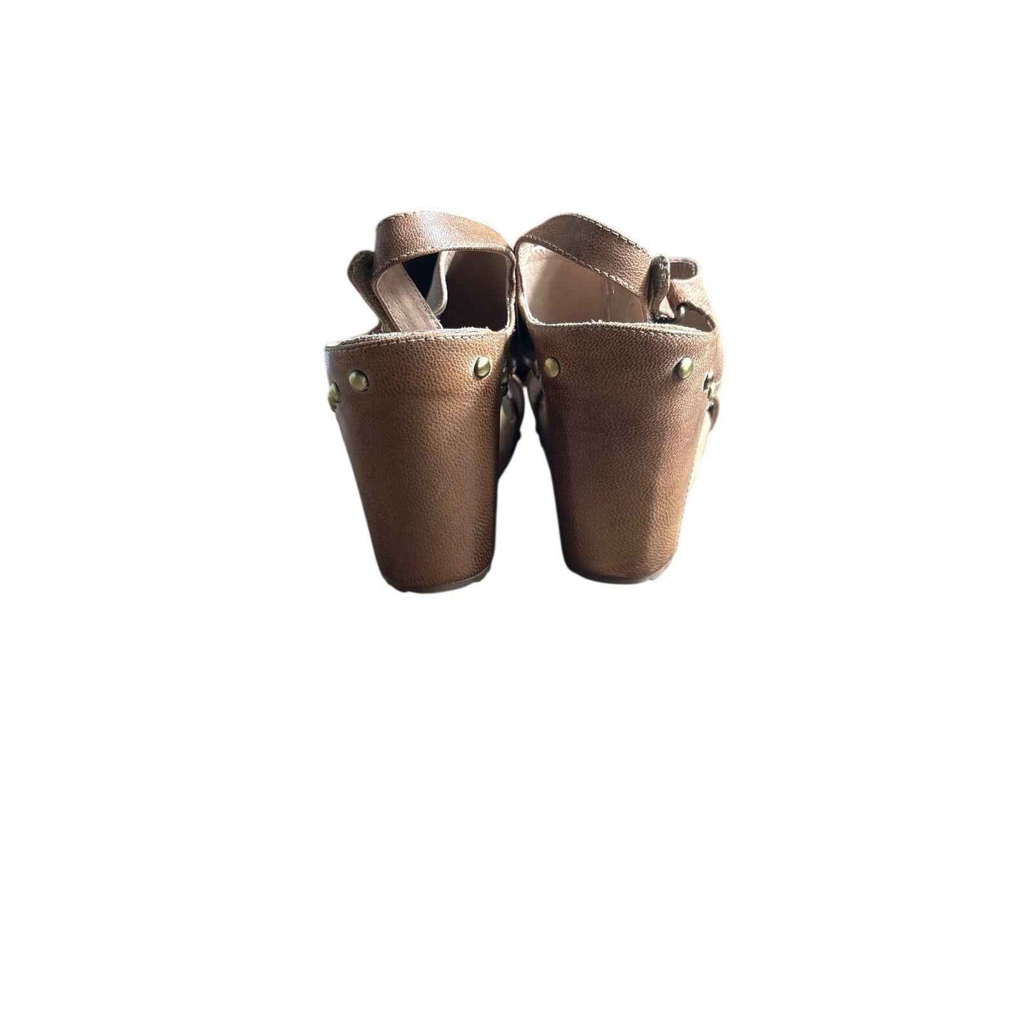Antelope Medium Brown Leather Cork Wedges Sz 38 (7.5)
