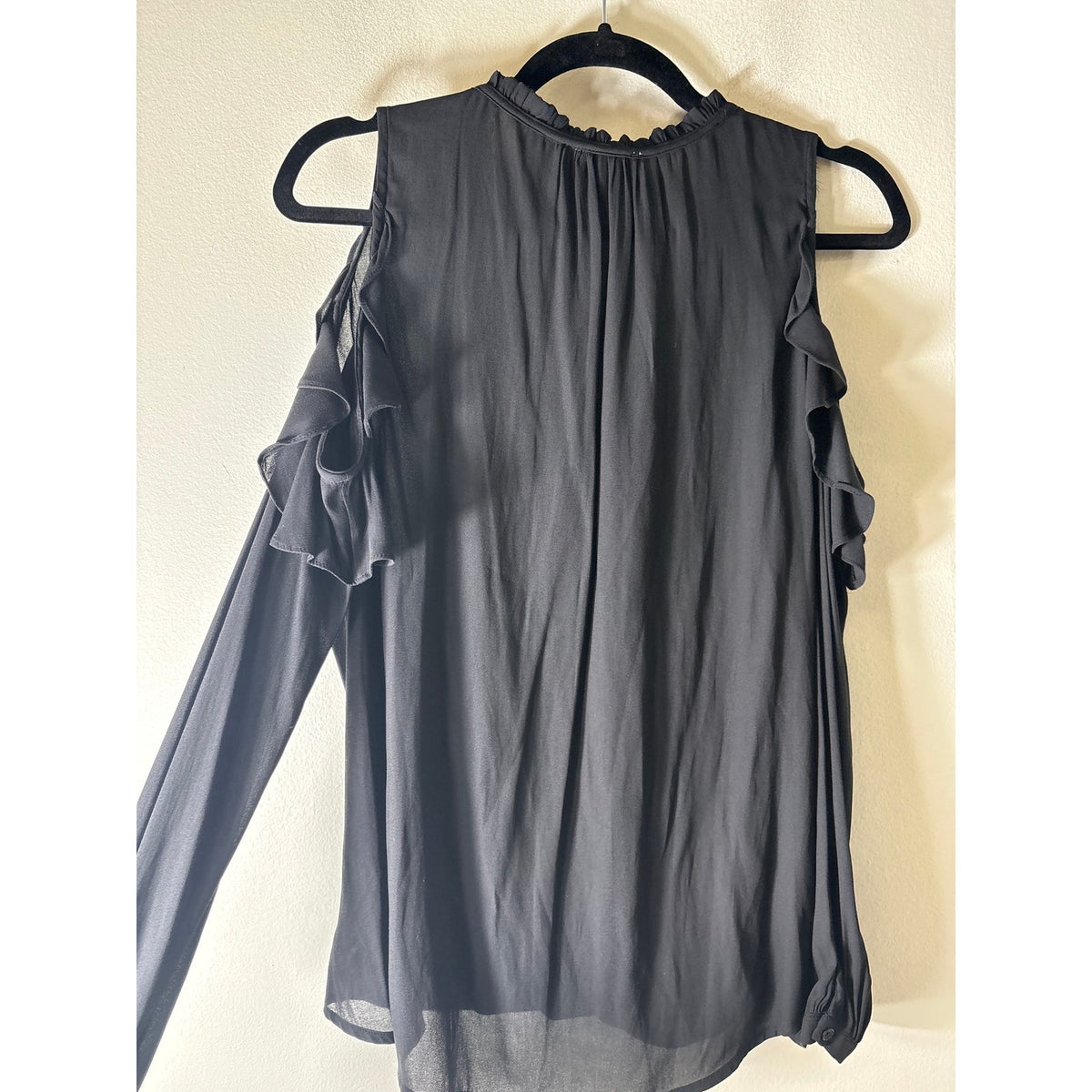 Maeve Black Cold Shoulder Long Sleeve Shirt Sz S