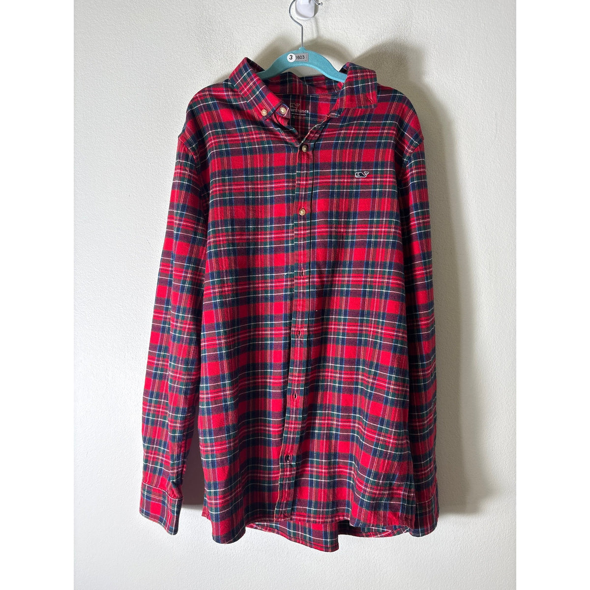 Boys Vineyard Vines Red Tartan Plaid Flannel Shirt Sz L
