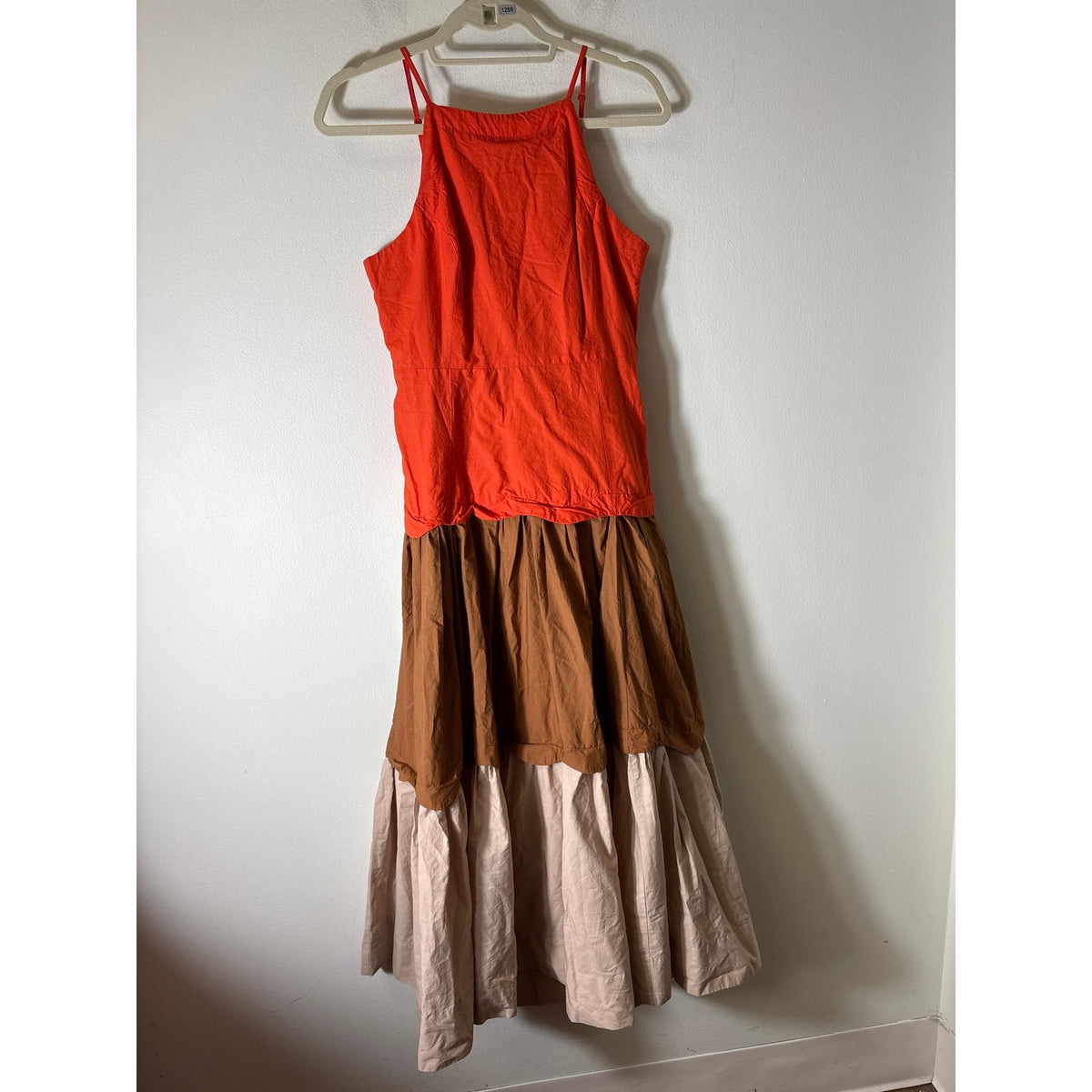 Maeve Brown and Orange Color Block Maxi Dress Sz M