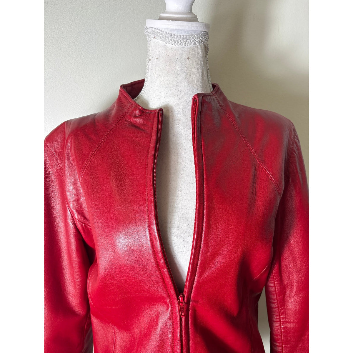 Yovonne Marie Red Leather Jacket Sz 8