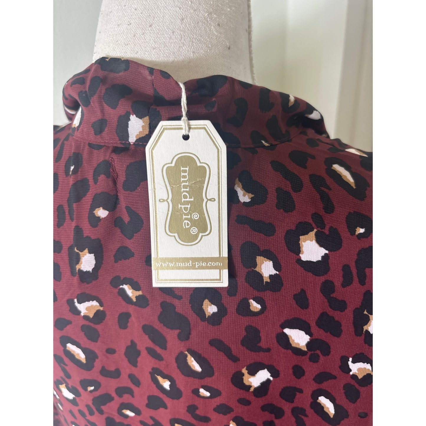 NWT Mudpie Decklan Flounce Dess in Burgandy Sz S