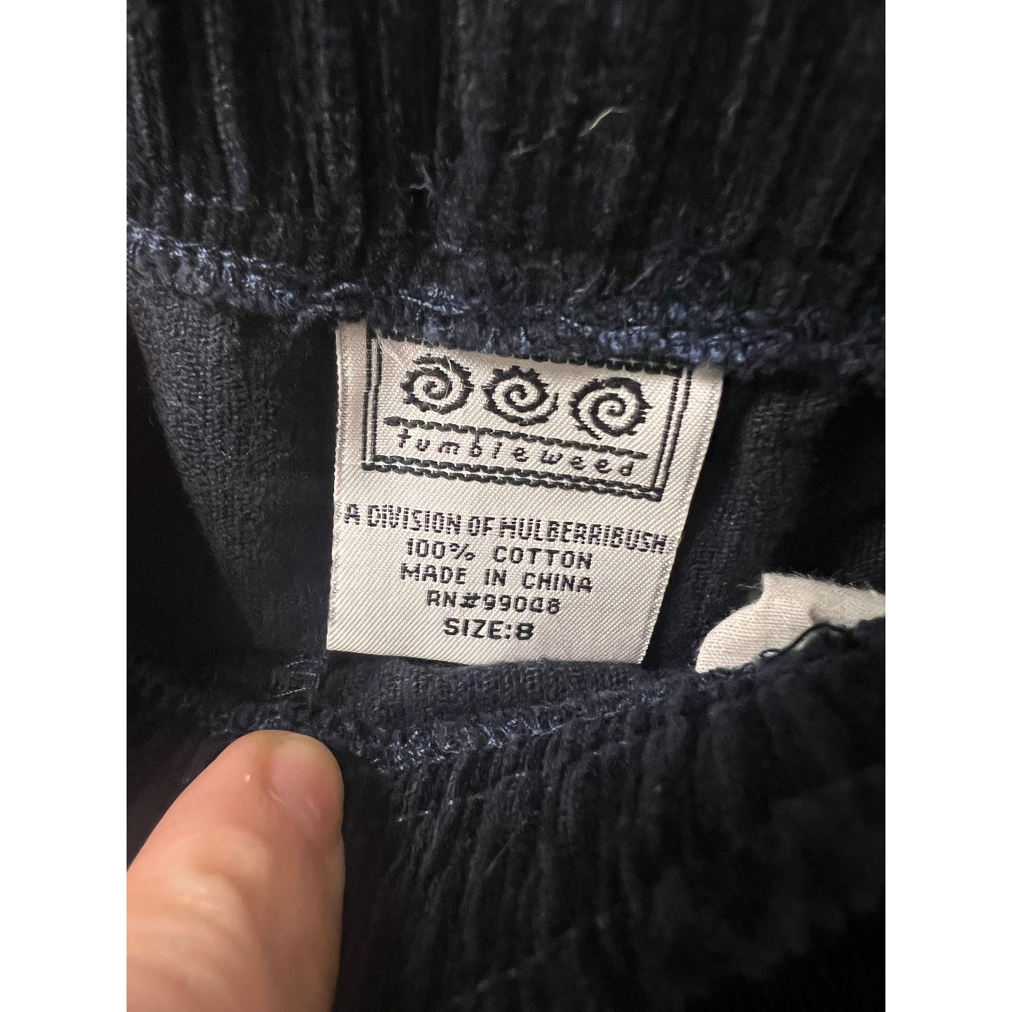 Boy's Tumbleweed/Mulberribush Navy Blue Elastic Waist Corduroy Cotton Pants Sz 8