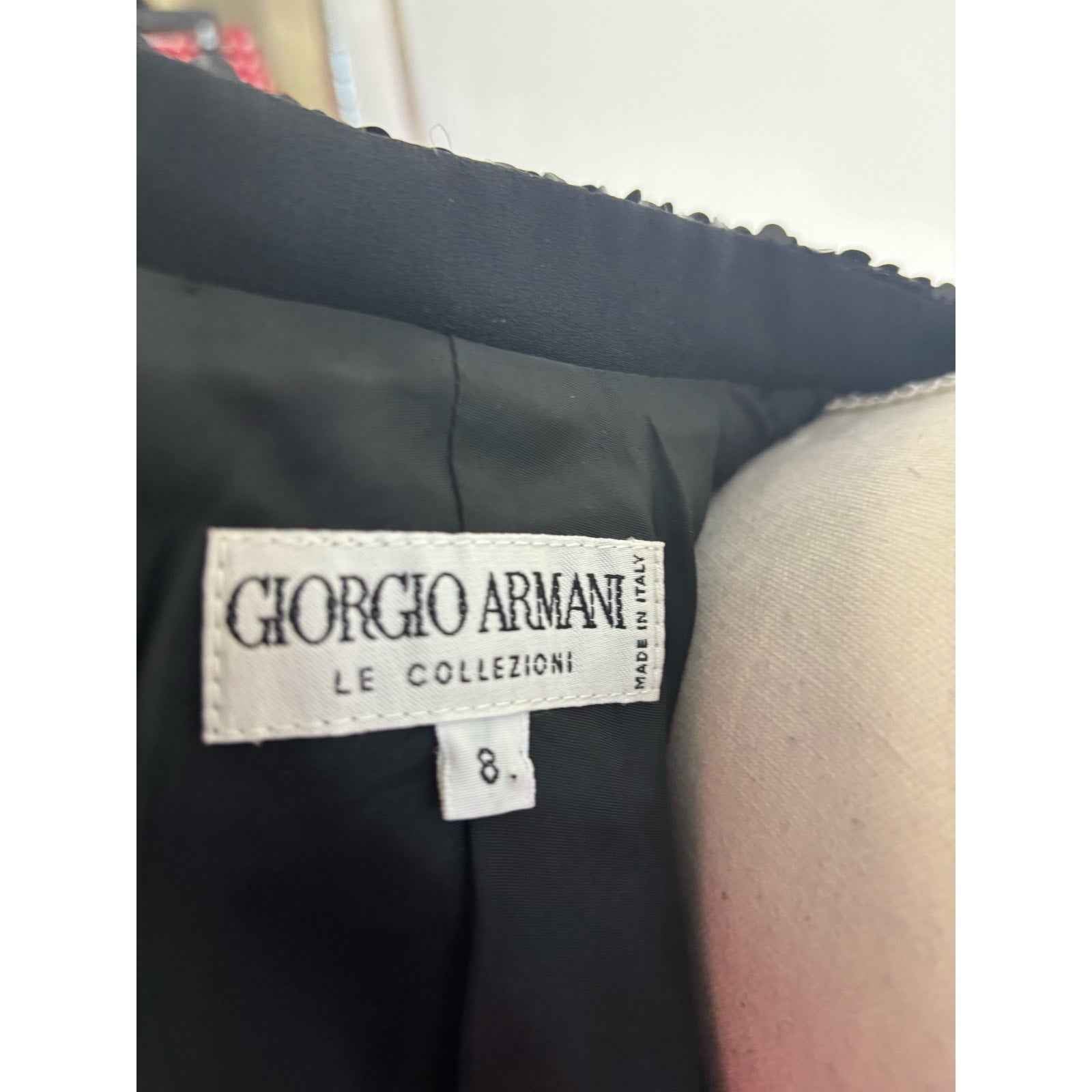 Georgio Armani Black Sequince Long Sleeve Special Occasion Short Jacket Sz 8