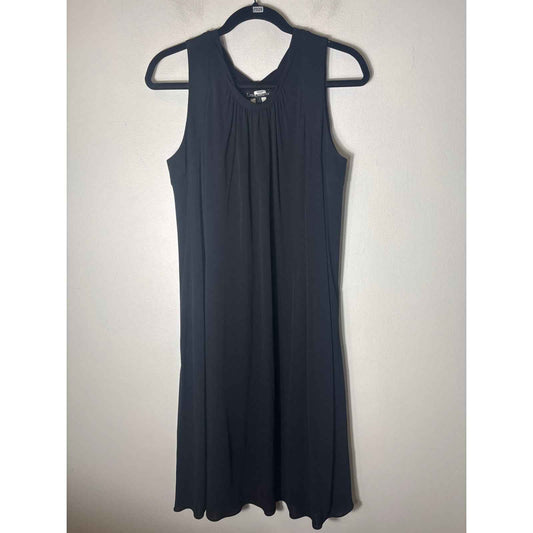 Lida Baday Black Twisted Neck Line Belted Dress Sz M