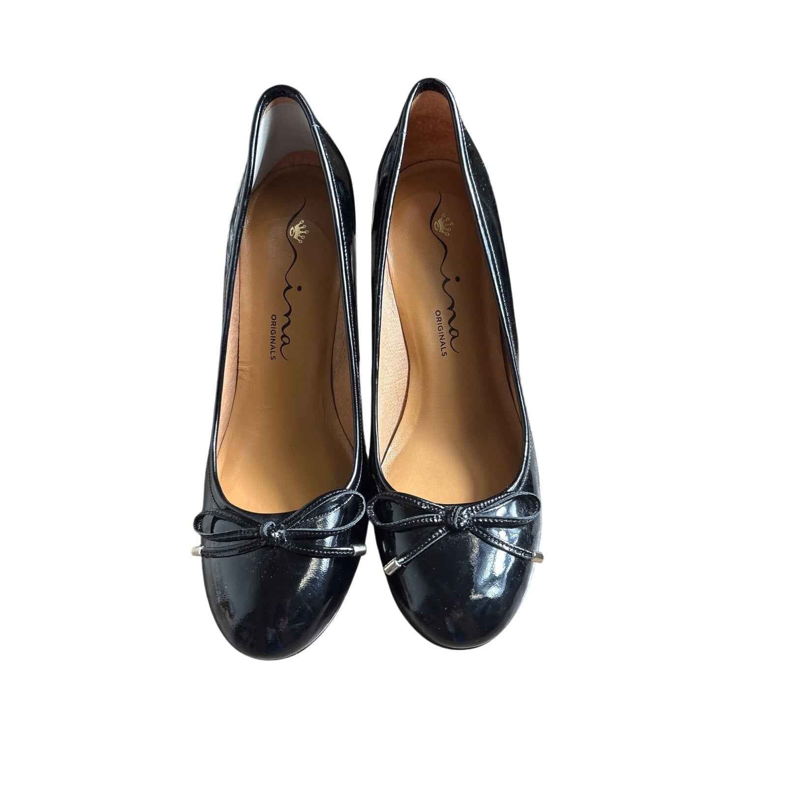 Nina Black Patent Leather Mary Jane High Heel Pump Sz 9