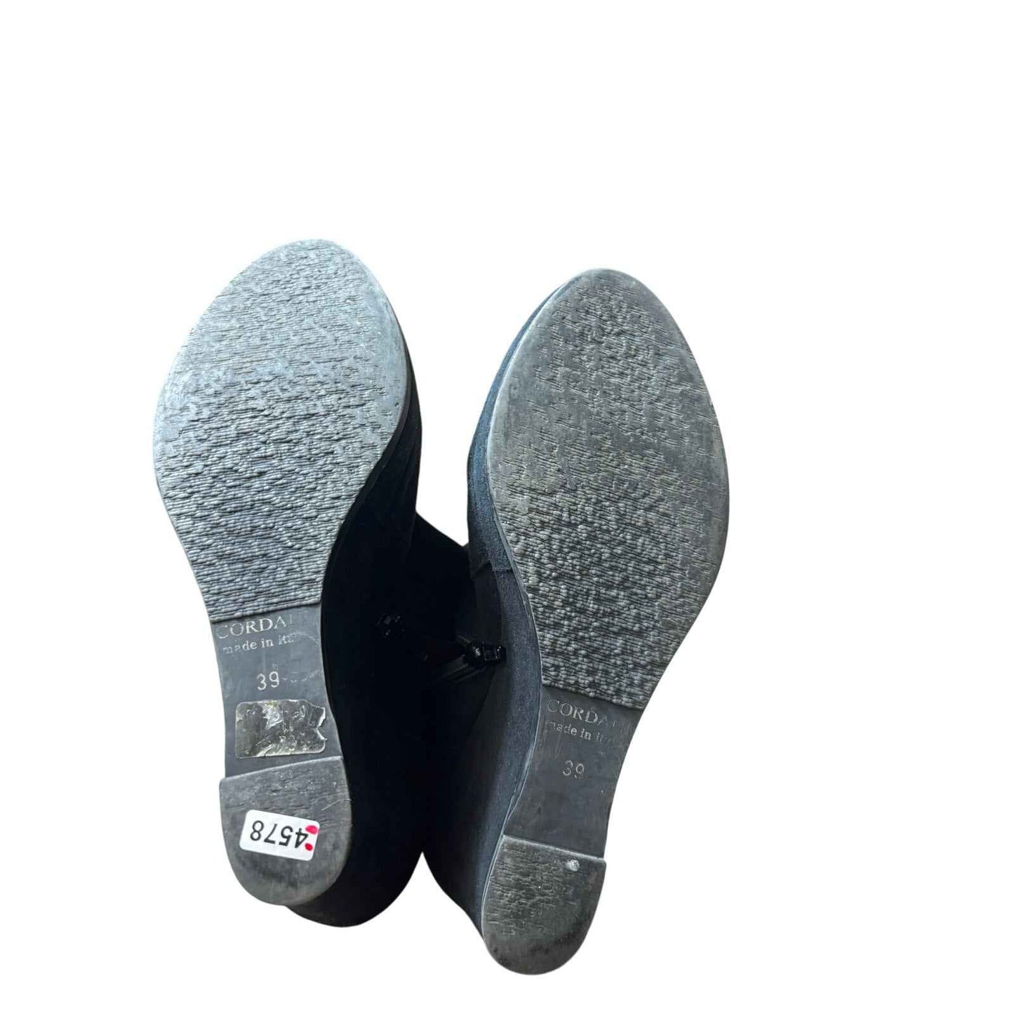 Cordani Black Suede Platform Wedge Zip Up Ankle Boot Sz 8.5