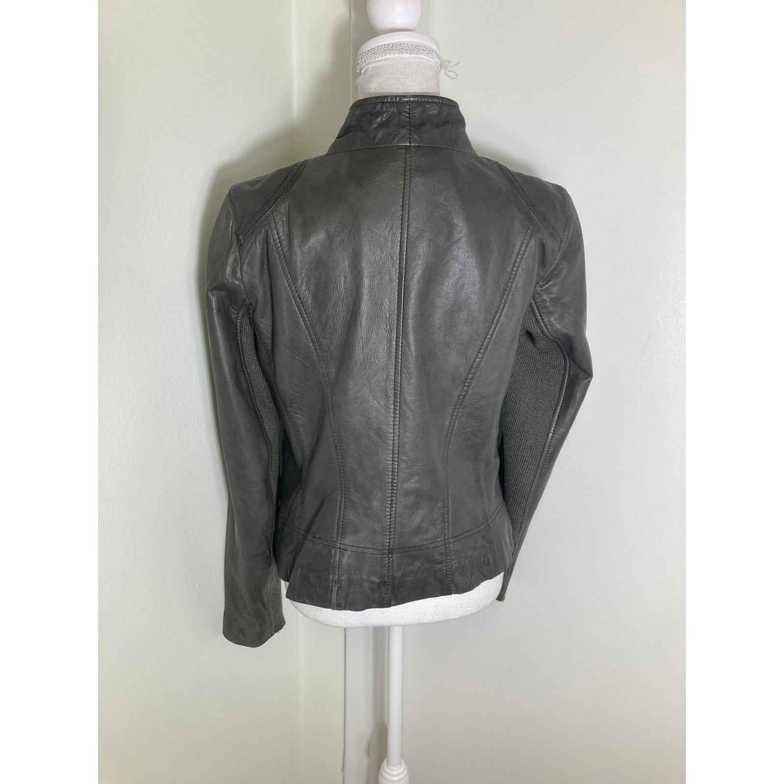 Whetblu Gray 100% Leather JAcket Sz M