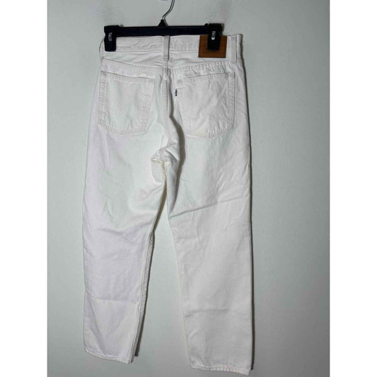 Levi's Off White Denim Button Fly "Wedgie Straight" Jeans Sz 27