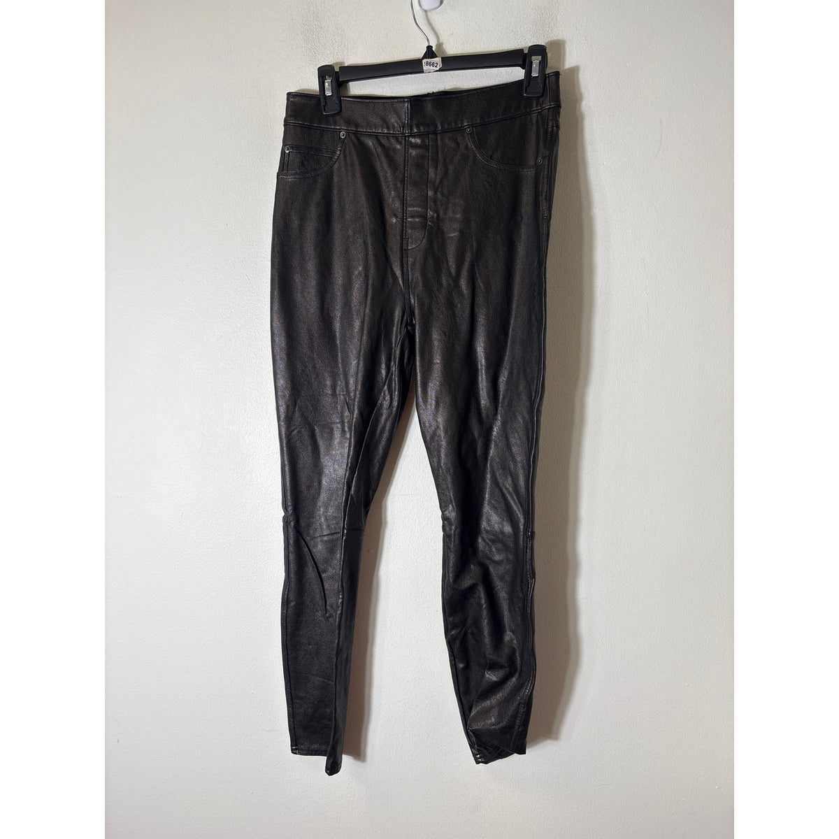 Spanx Brown Black Pull On Faux Leather Jeans Style Pants Sz M