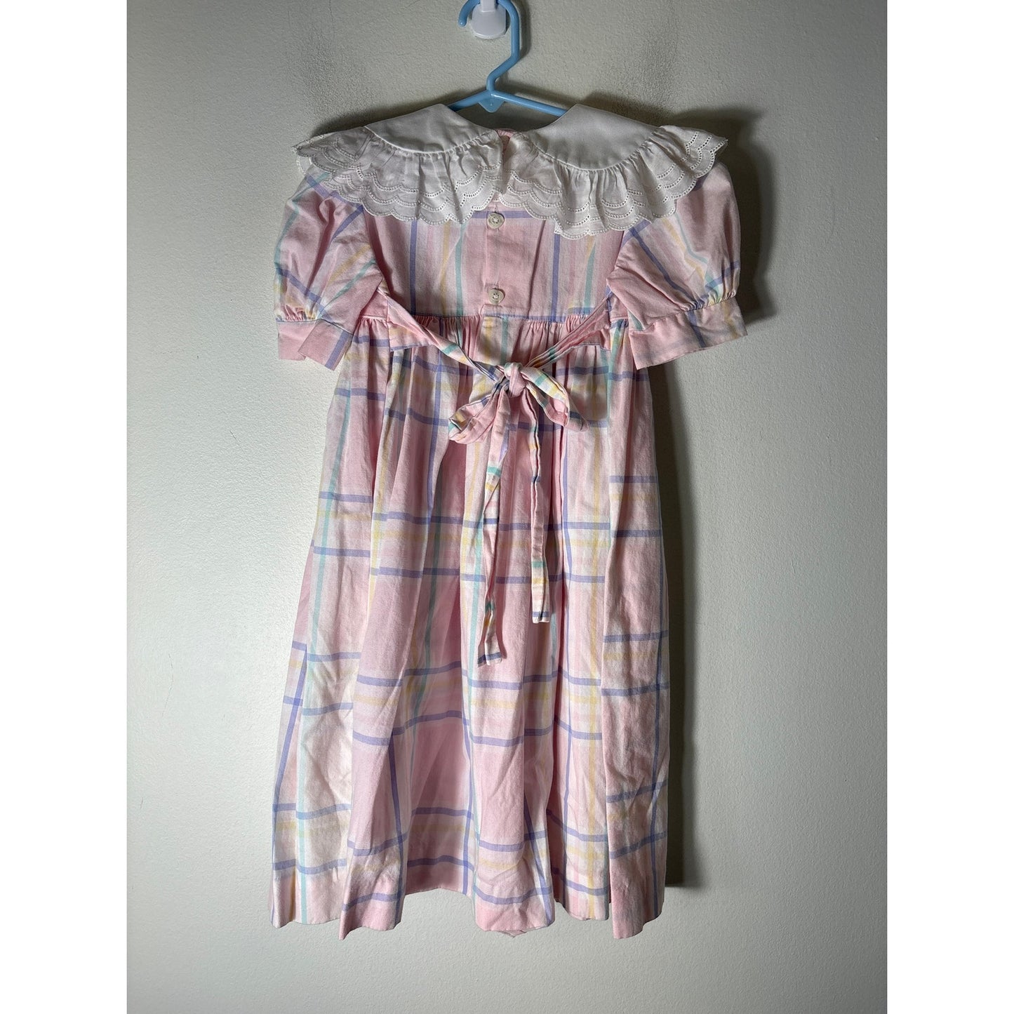 Girls Vintage Mondays Child Pink pastel puff Sleeve Dress with White Collar Sz 4