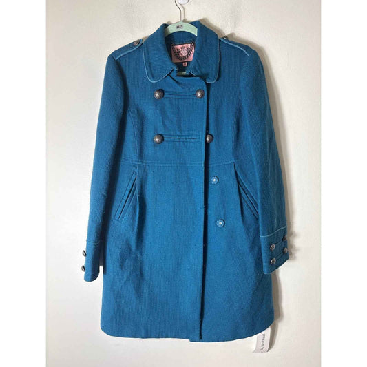 Juicy Couture Teal Millitary Style Coat sz M