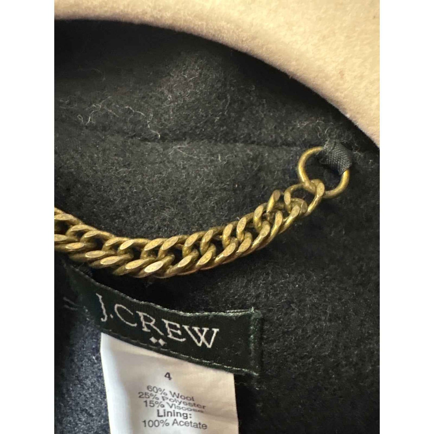 J.Crew Black Wool Blend Winer Coat Sz 4