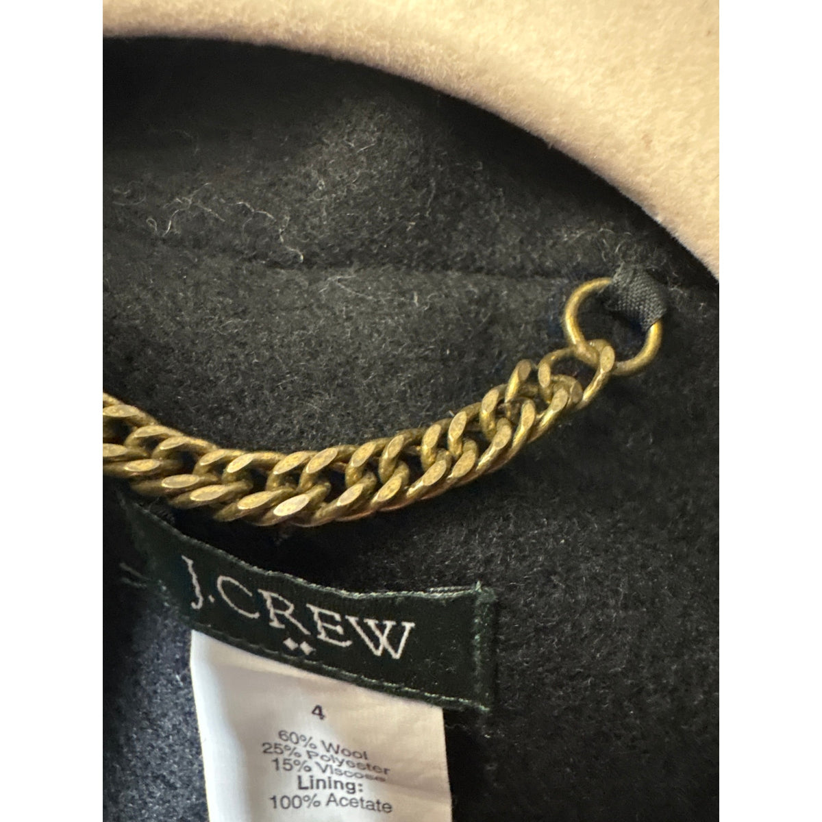 J.Crew Black Wool Blend Winer Coat Sz 4