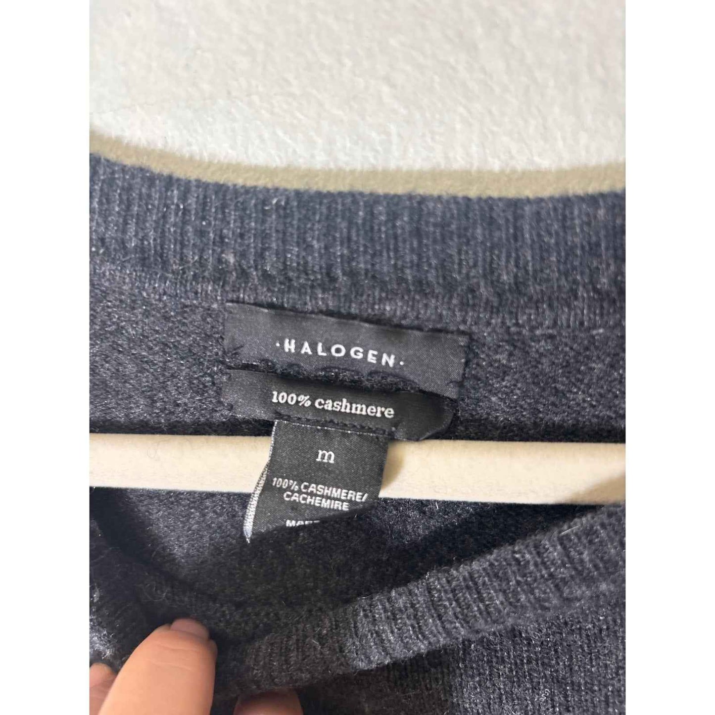 Halogen Charcoal Gray Long Sleeve Cashmere Sweater Sz M