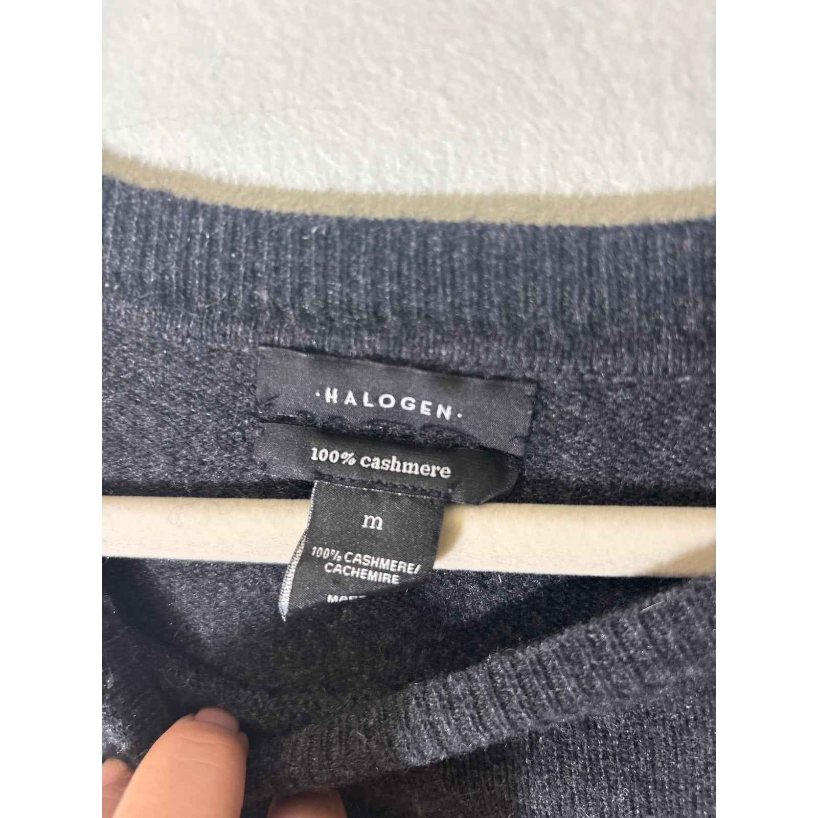 Halogen Charcoal Gray Long Sleeve Cashmere Sweater Sz M