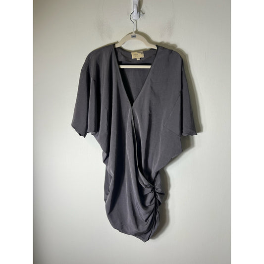 Elizabeth and James Gray Ruched Zipper Mini Dress Sz XS