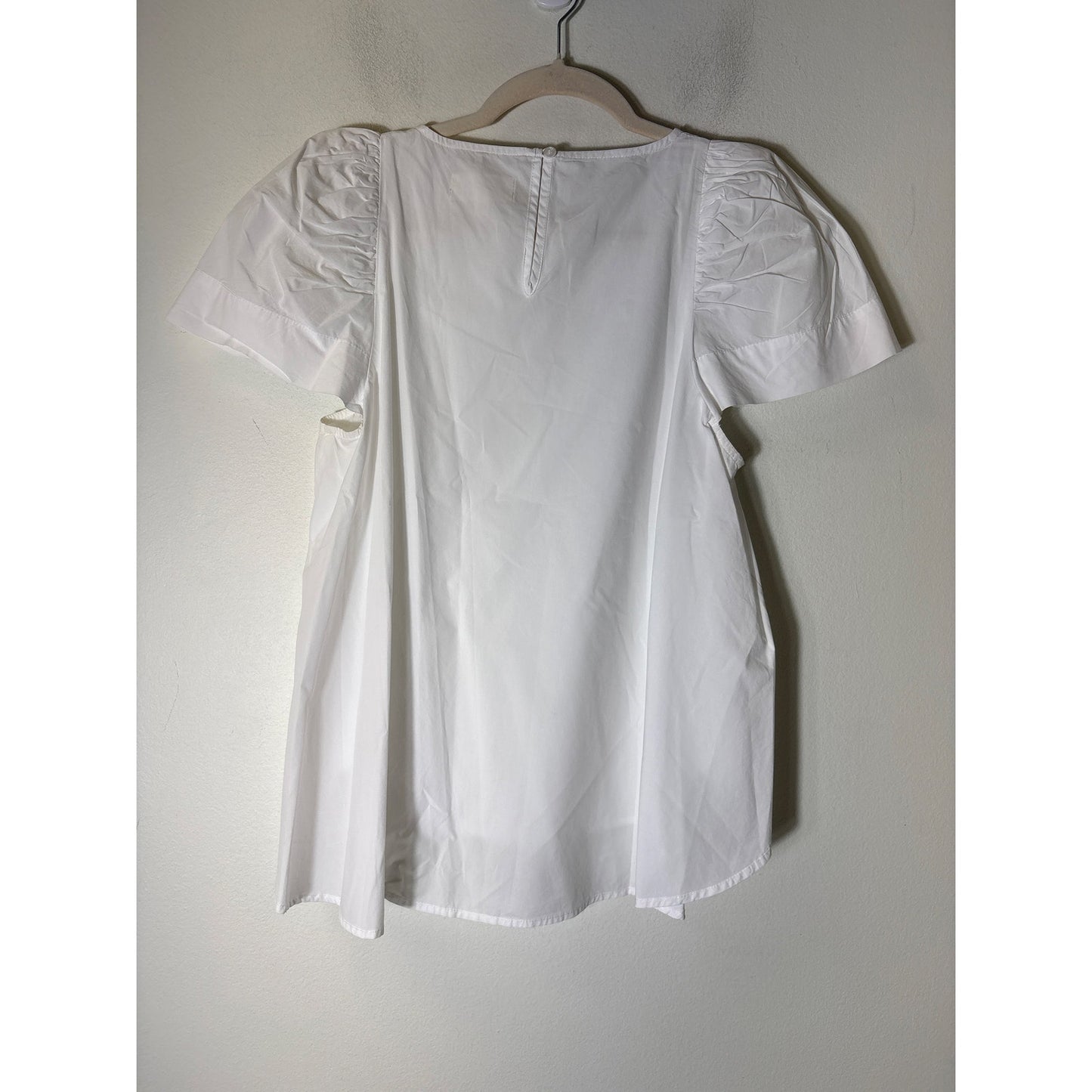 Psophia White Cotton Cap Sleeve Blouse Sz M