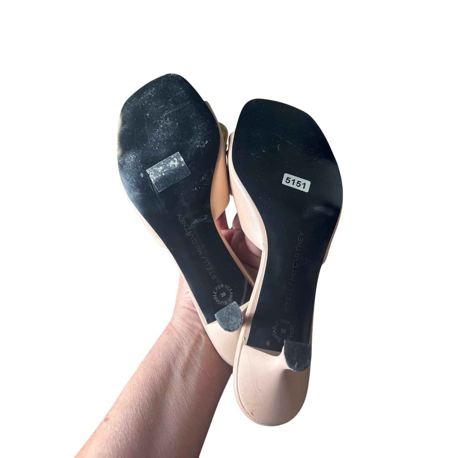 Stella McCartney Blush Pink Kitten Heel Slip On Falabella Sandal Sz 38