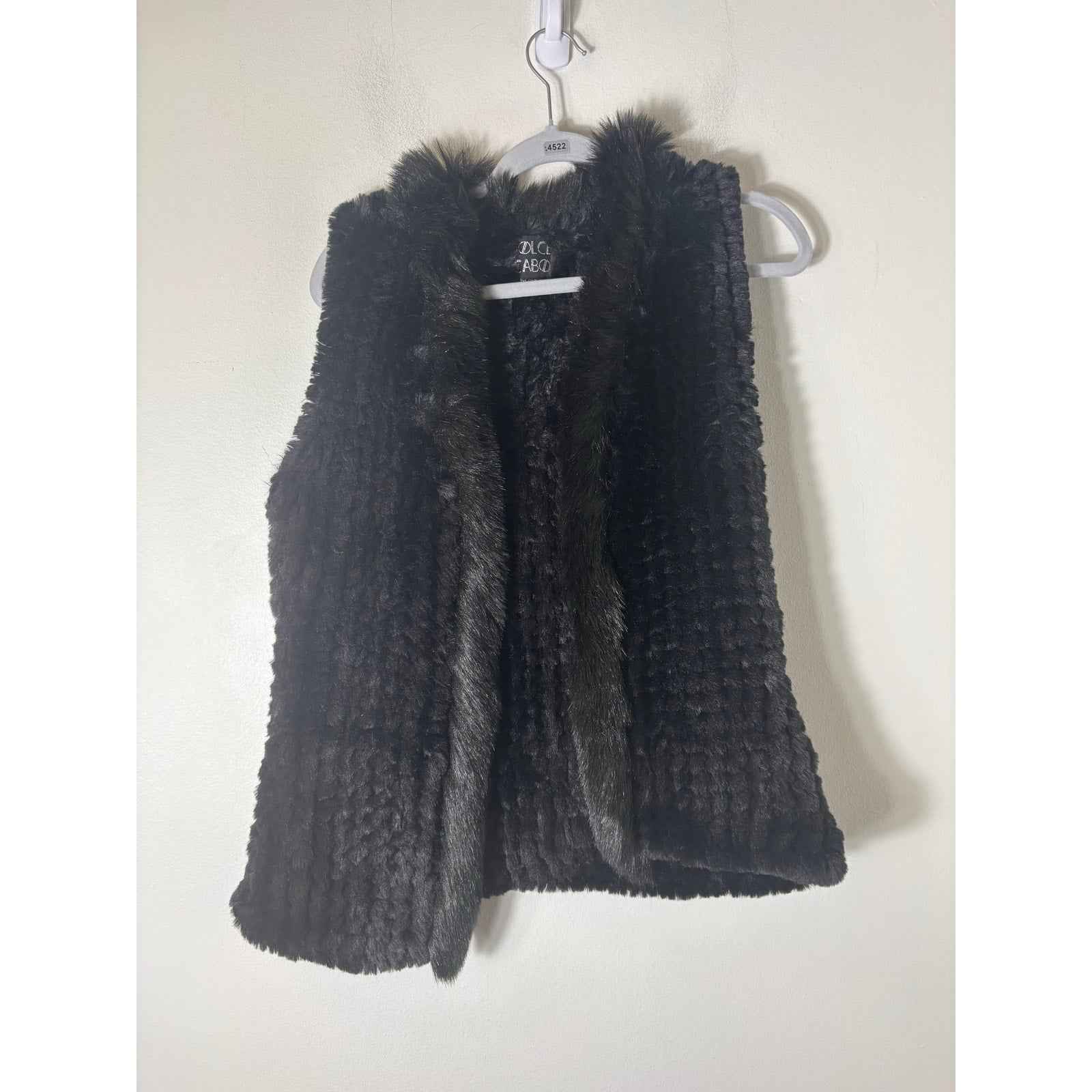 Dolce Cabo Black Rabbit Fur Vest Sz s