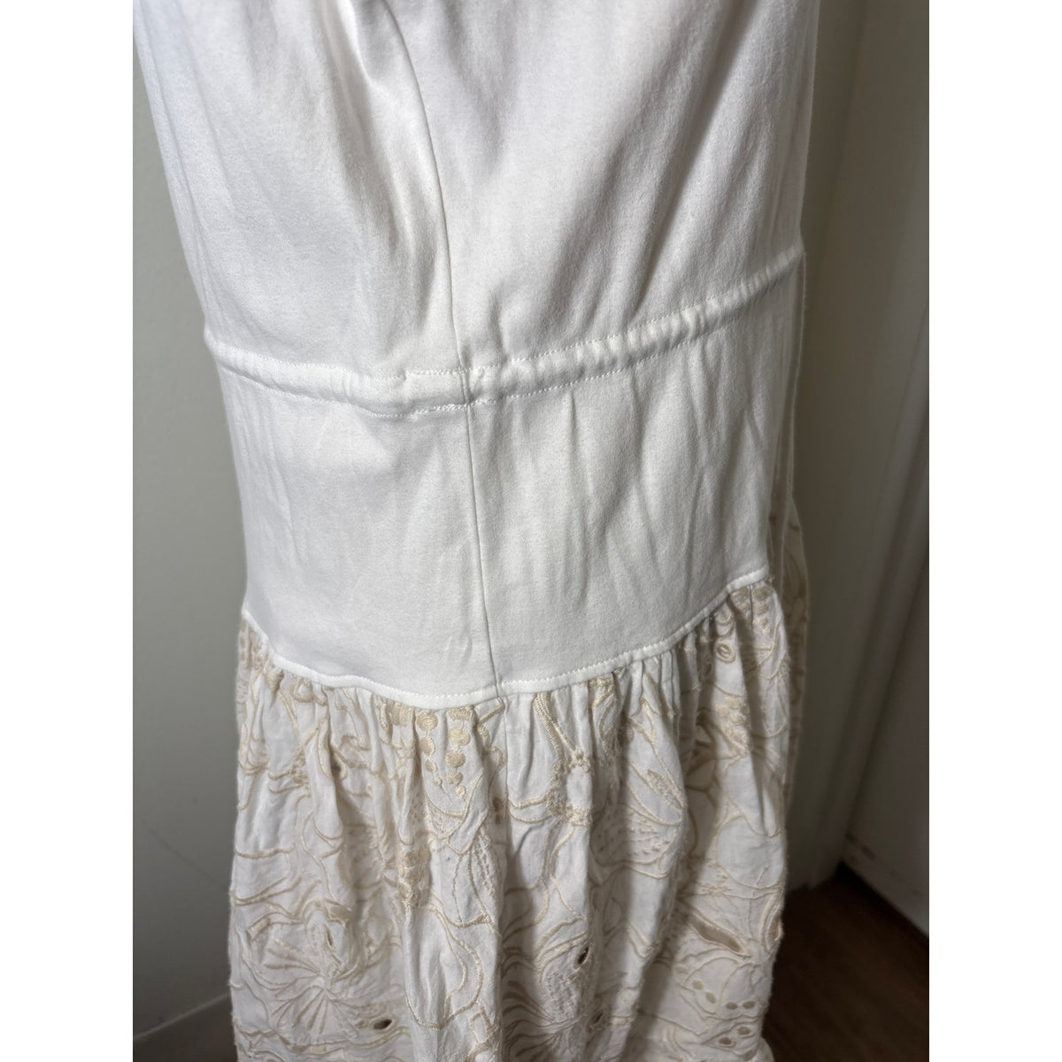 SeeBY Chloe White Cap Sleeve Mixed Media Knee Length Dress Sz 8