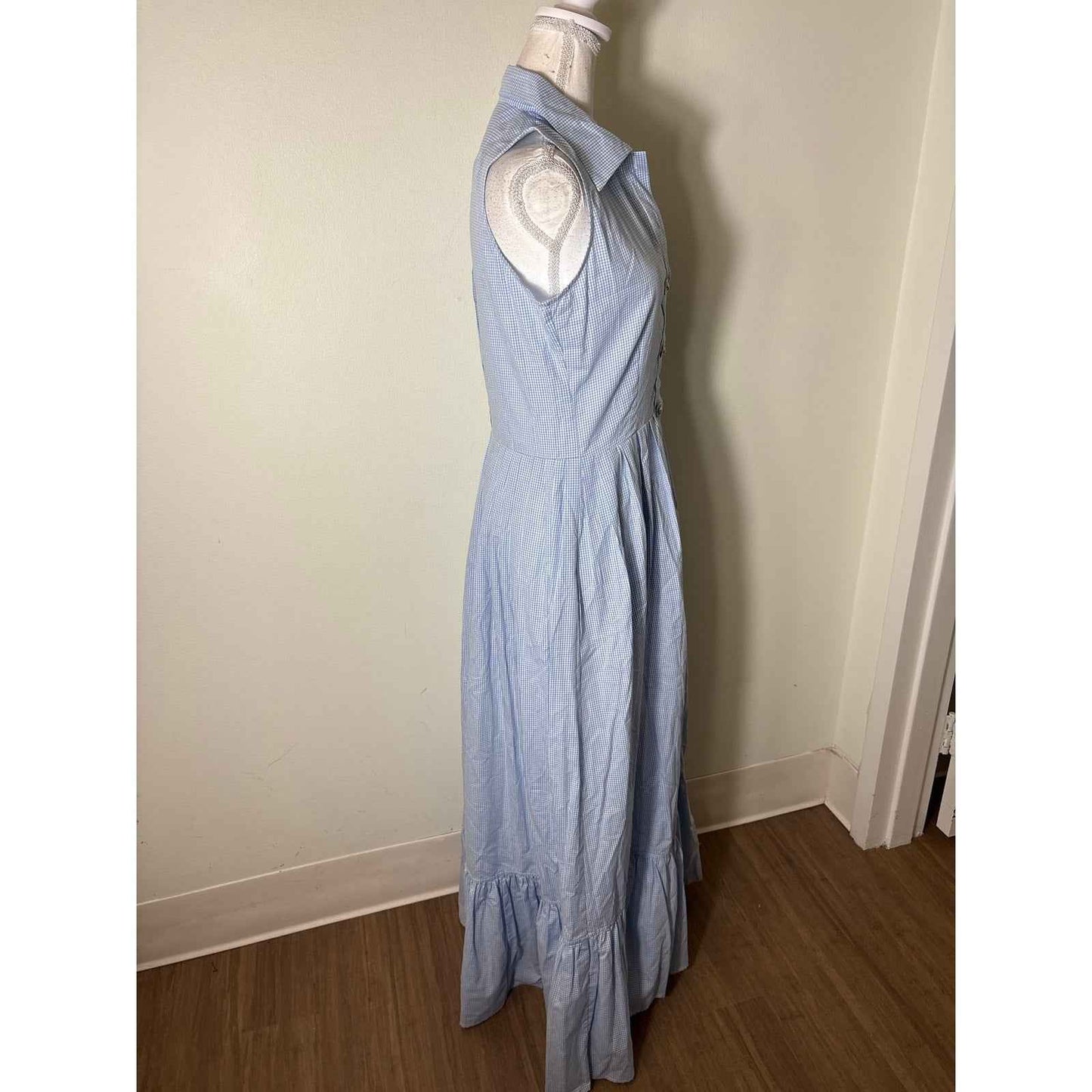 NWT Buru Blue andWhite Gingham Shirt Dress Sz S