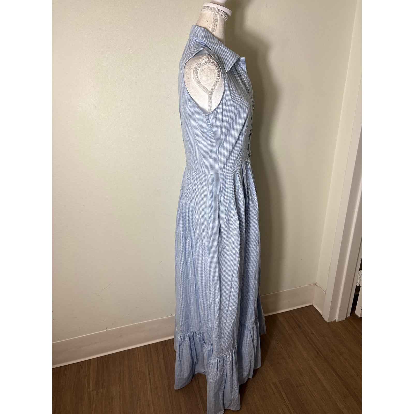 NWT Buru Blue andWhite Gingham Shirt Dress Sz S