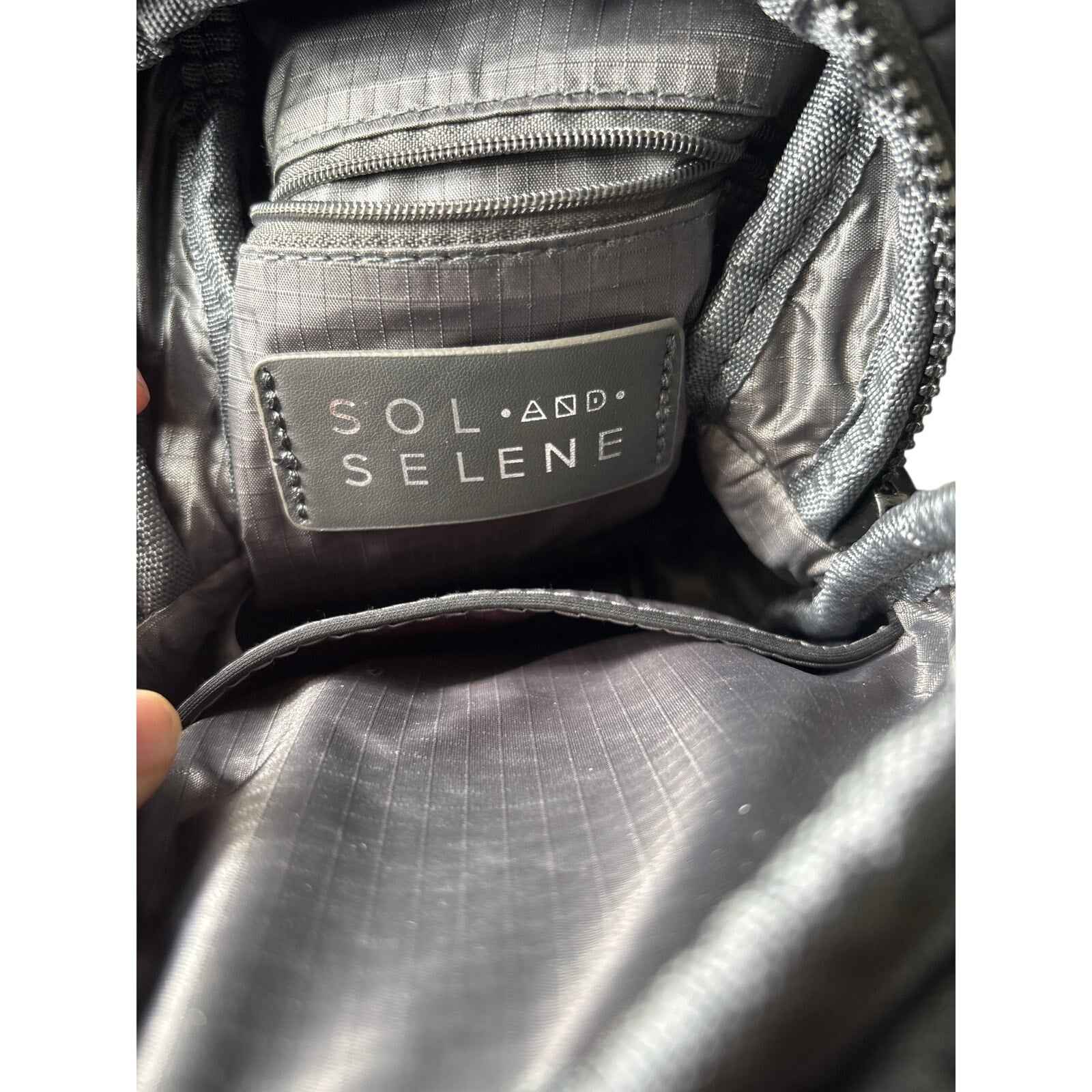 sol and Selene Black Woven Mini Crossbody Backpack