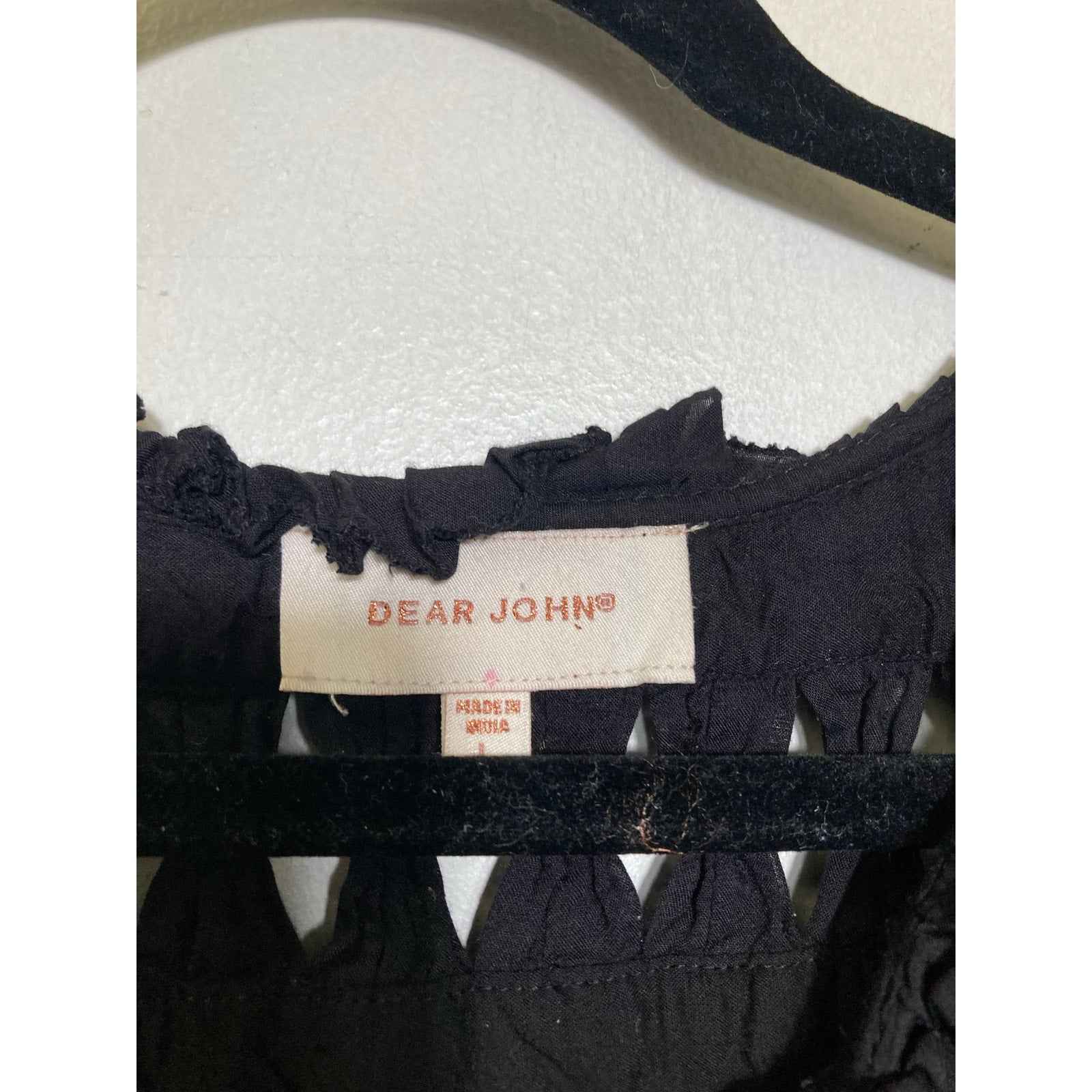 Dear John Black Flutter Sleeve Knee Length Dress Sz L