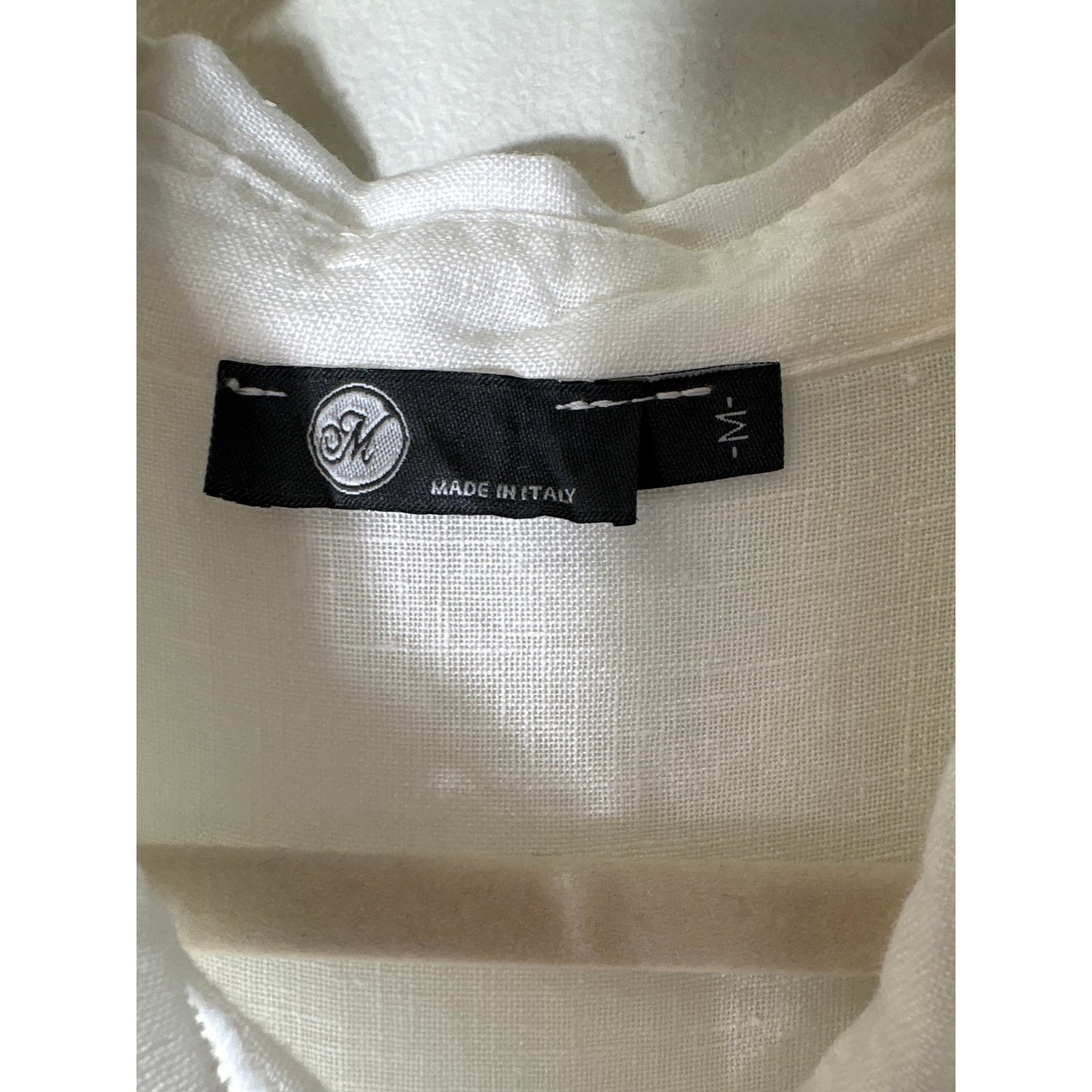 M Made in Italy White Linen Long Sleeve Maxi Dress Sz M