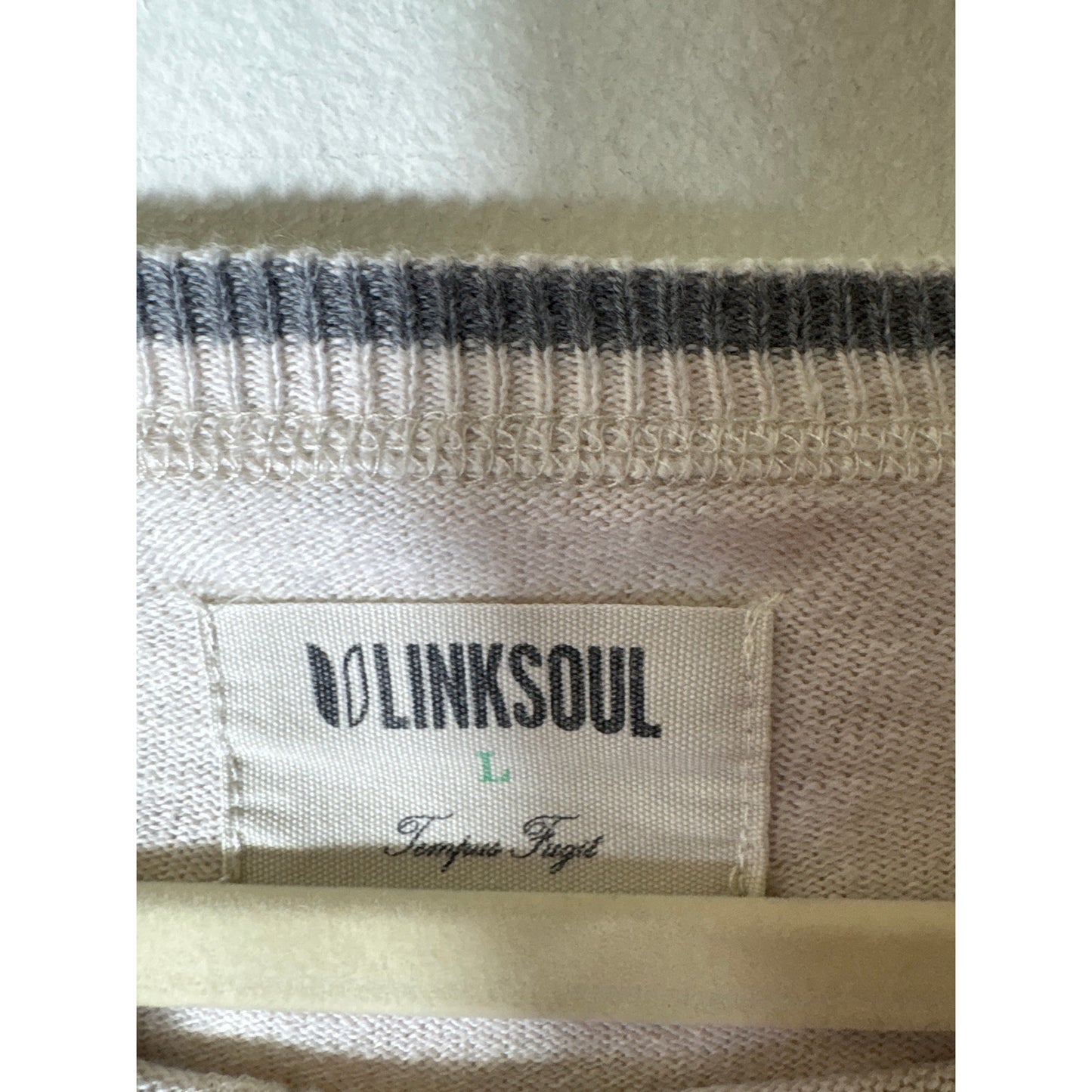 Men's Link Soul Off White Long Sleeve Knit Sweater Sz L
