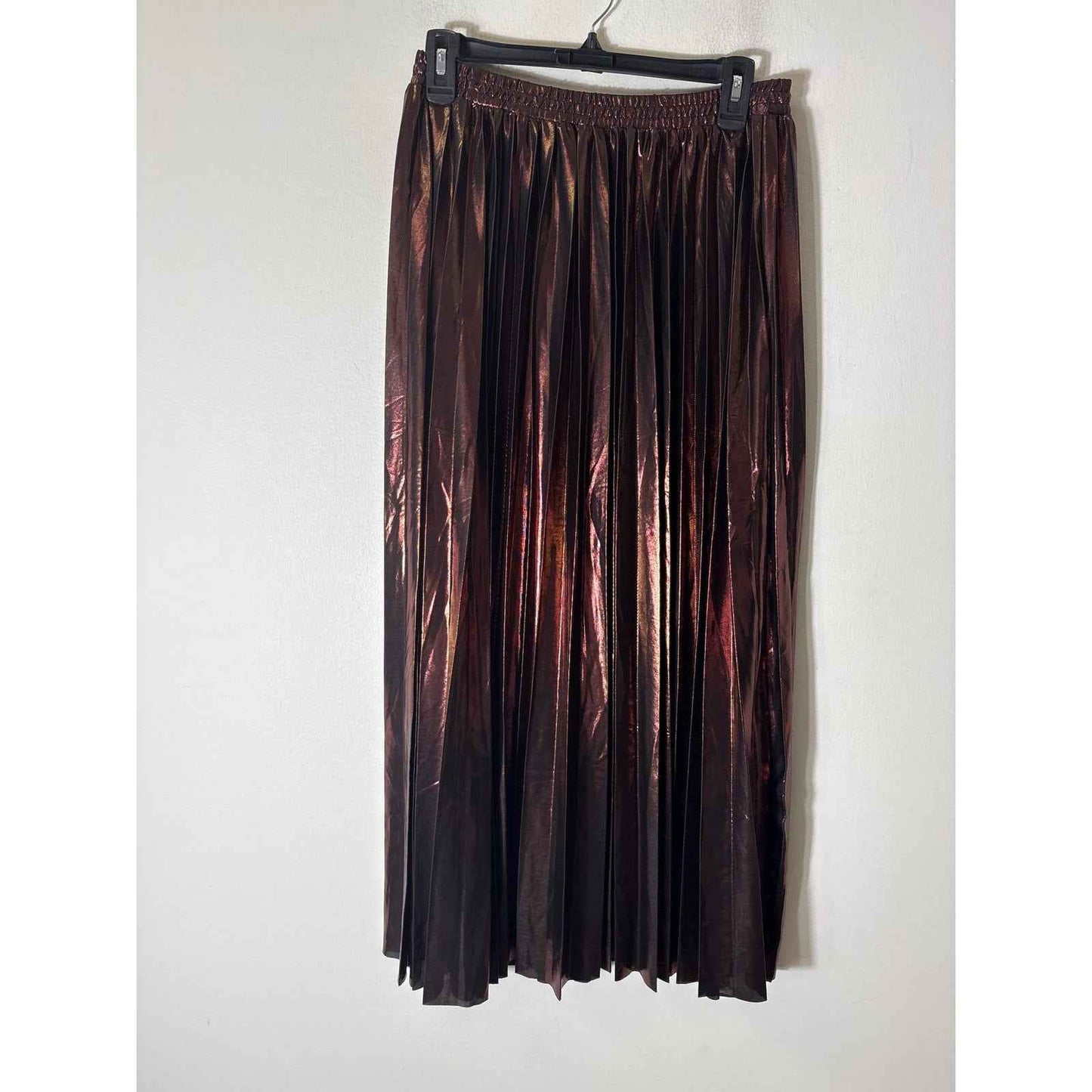 NWT En Saison Copper Pull On Pleated Maxi Skirt sz L