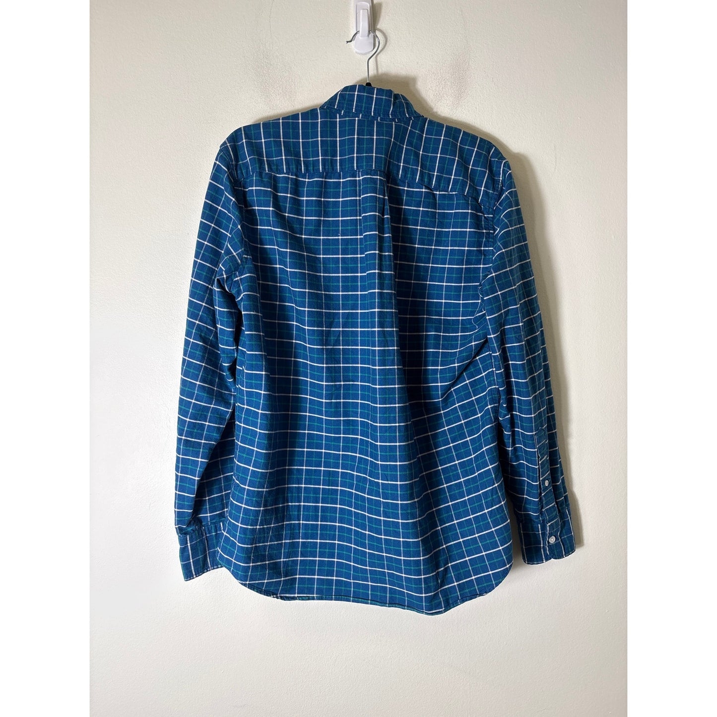 Mens J.Crew Classic Flex Oxford Blue Window Pane Button Up Shirt Sz M